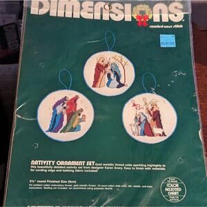NEW Dimensions Cross Stitch 8322 Nativity Ornament Set Christmas Makes 3.5"Round